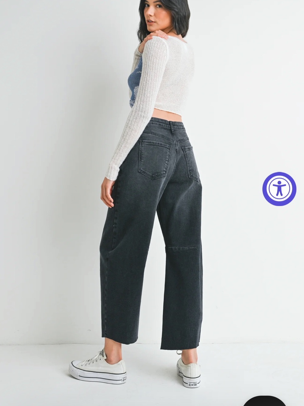 Just Black Denim The Seamed Barrell Jeans Women 27 washed black - Picture 3 of 10